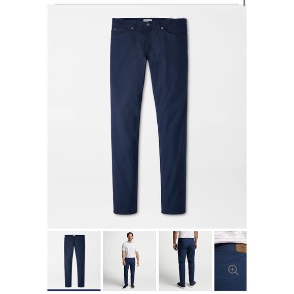 PETER MILLAR CROWN COMFORT‎ FIVE POCKET NAVY BLUE MEN'S GOLF PANT SIZE 34 - Picture 1 of 7